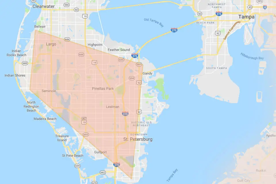 Mobile locksmith service area in Pinellas County, FL